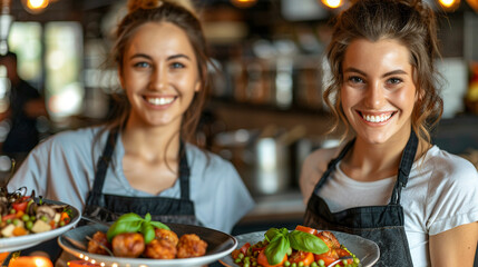 two people in a restaurant