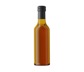 Front view wine bottle, whiskey, cognac, brandy beer bottle isolated on white background, mockup, blank, plain
