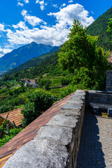 Sigths from Dorf Tyrol in South Tyrol Italy on Meran and other Landscapes.