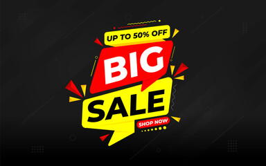 Big sale banner. Special offer price label design. Product discount festival tag design. Super Sale pormotion banner template. Flat sale Vector Illustration.