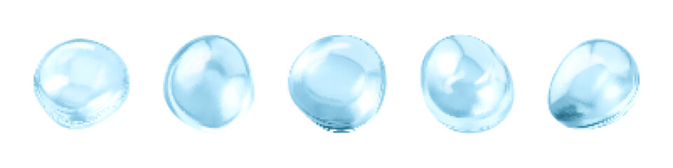 Collagen serum bubbles. Cosmetic essence drops. Concept skincare cosmetics solution. Vector realistic illustration