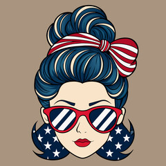 american-flag-with-messy-bun-hair-and-glasses-sayi