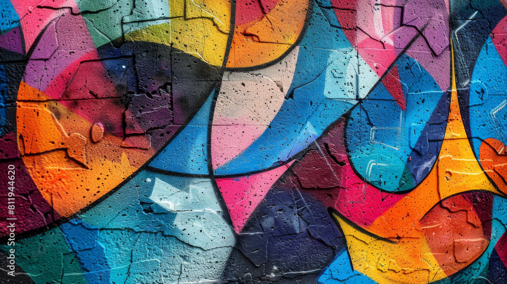 Poster an avant-garde urban artwork displaying a blend of styles and techniques, created using generative a