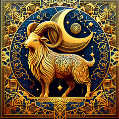 Obraz premium Arabic Islamic calligraphy of Eid Mubarak.