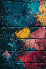 Create an innovative street art graffiti backdrop using AI technology.