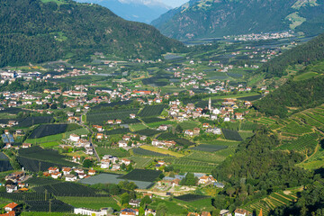 Sigths from Dorf Tyrol in South Tyrol Italy on Meran and other Landscapes.