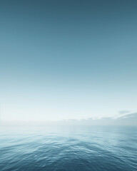 Obraz premium Endless ocean merging with a clear blue sky, creating a serene and vast seascape with gentle ripples.