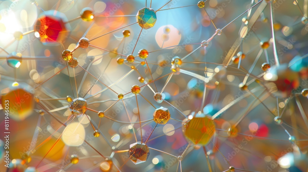Poster 3d rendering of a molecular structure up close.