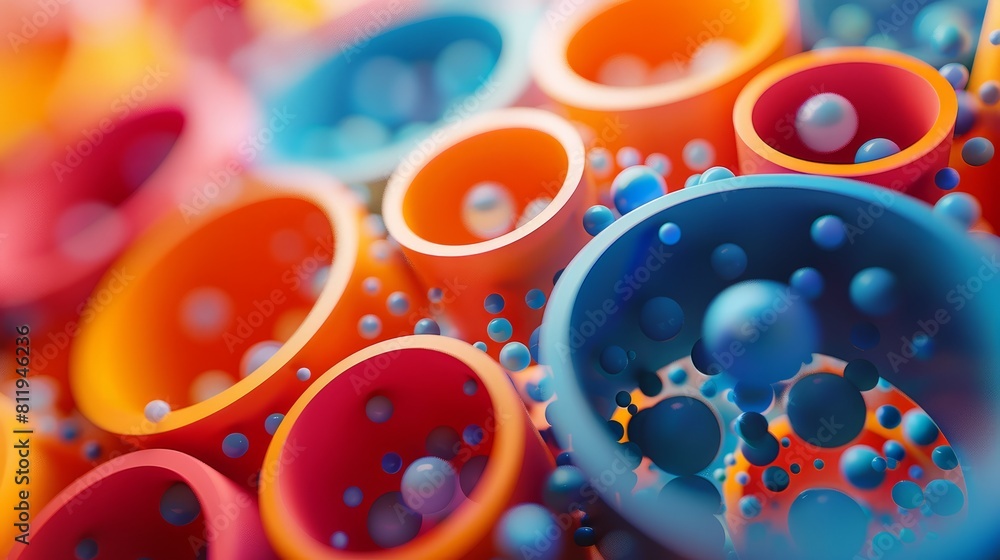 Poster 3d rendering of colorful abstract objects.