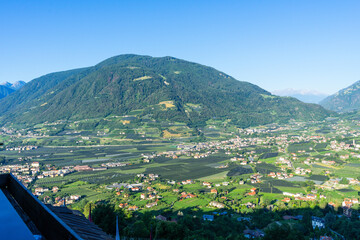 Sigths from Dorf Tyrol in South Tyrol Italy on Meran and other Landscapes.