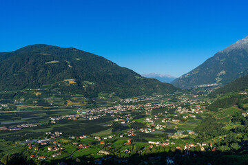 Sigths from Dorf Tyrol in South Tyrol Italy on Meran and other Landscapes.