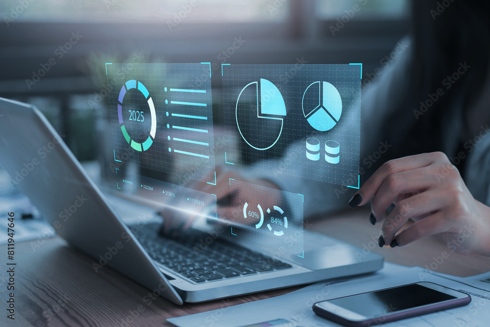Poster business analytics tools charts and graphs with statistics to analyze business potential and forecas
