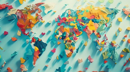 Colorful 3D world map.