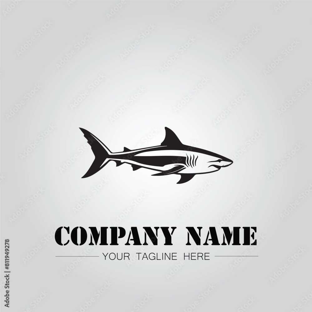 Wall mural Shark silhouette illustration design for company logo vector image on the white background