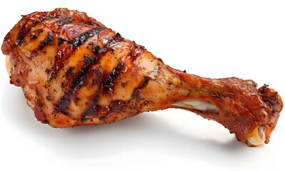 Grilled chicken leg isolated on a white background
