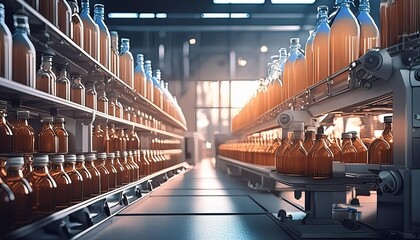 Generated image of bottles in the factory
