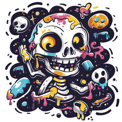 Fototapeta premium doodle skull on transparent background