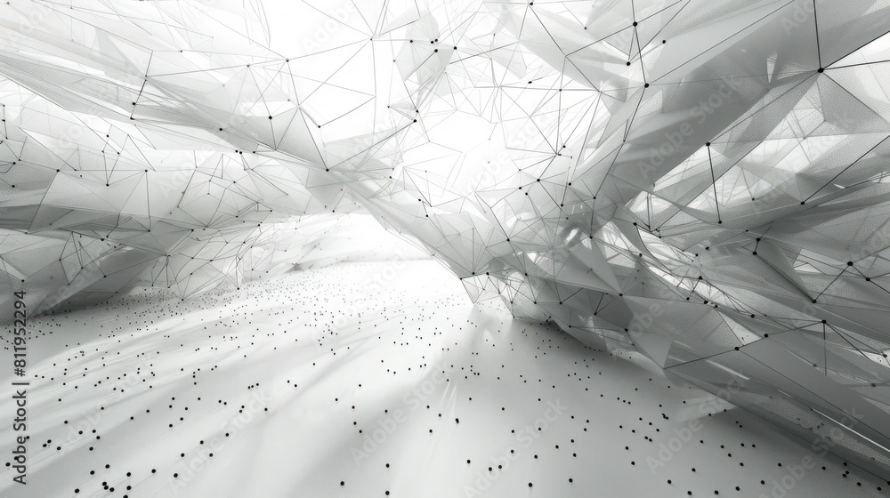 Poster 3d rendering of a tunnel made of white organic material. the tunnel is lit from the inside and has a