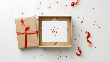 a gift box embellished with a delicate card, isolated against a pristine white background, promising a delightful surprise inside.