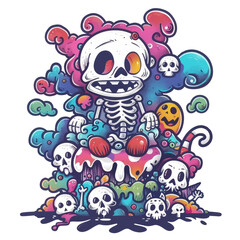 doodle art skull png
