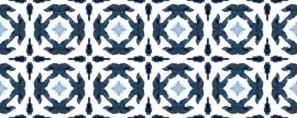 Mosaic Tiles Watercolor. Red Ikat Textures. Blur