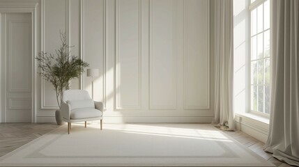 Minimalist style with modern furniture, stylish interior, detailed details, room interior, 3D render