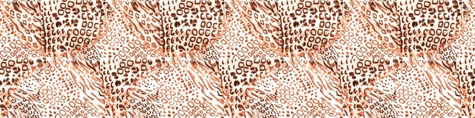 Seamless Art. Brown Zoo Safari Illustration. Orange Seamless Drawing. Animal Print Clothing. White Tigers Pattern. Acrylic Wash Background. Jungle Exotic Art.