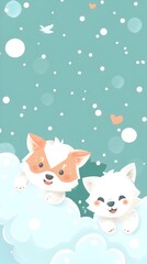 Playful Puppies Frolicking in Snowy Winter Wonderland