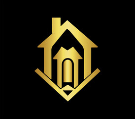 Luxury House Logo Template With Gold Colour