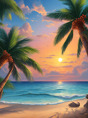 trees on the beach landscape background
