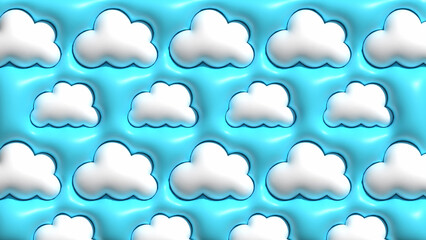 Background wallpaper blue 3d cloudscape design illustration. Fun and creative concept elements for kids.