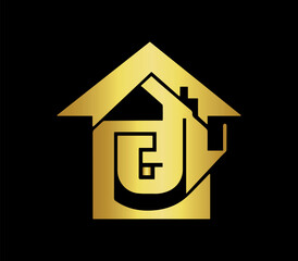 Luxury House Logo Template With Gold Colour