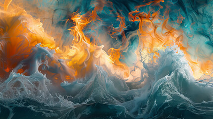 abstract composition of swirling flames and melt