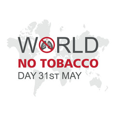 concept of no smoking and World No Tobacco Day with lung and cigarette. May 31st World No Tobacco Day. No Smoking Day Awareness. Stop Smoke Campaign vector Illustration.