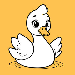 Vector illustration of a cute Swan for toddlers story books