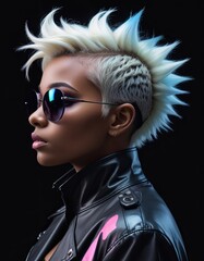 Portrait of a woman with sunglasses and nice hairstyle