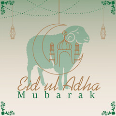 Eid Mubarak Mega Sale with Flat 75% Off. Creative social media banner design with an illustration of the Mosque. Black and golden Islamic sale banner. Arabic elegant background. vector illustration.