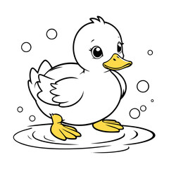 Cute Duck for young readers' picture book vector illustration