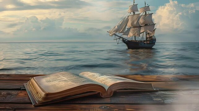 old ship in the sea