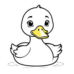 Cute Duck for young readers' picture book vector illustration