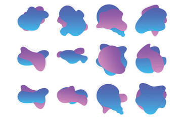 Blobs Abstract Fluid Shapes Color Gradient With Thin Line pictogram symbol visual illustration Set
