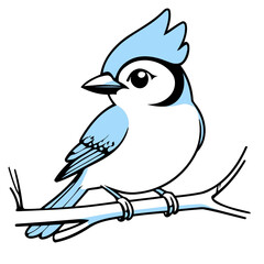 Fototapeta premium Cute Bluejay for preschoolers' storybook vector illustration