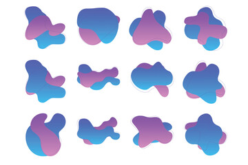 Blobs Abstract Fluid Shapes Color Gradient With Thin Line pictogram symbol visual illustration Set