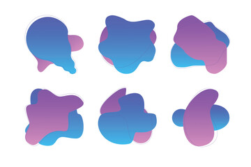 Blobs Abstract Fluid Shapes Color Gradient With Thin Line pictogram symbol visual illustration Set