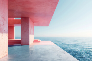 Obraz premium Modern buildings by the lake. Empty architectural background.