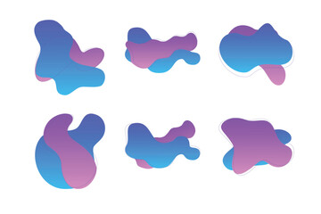 Blobs Abstract Fluid Shapes Color Gradient With Thin Line pictogram symbol visual illustration Set