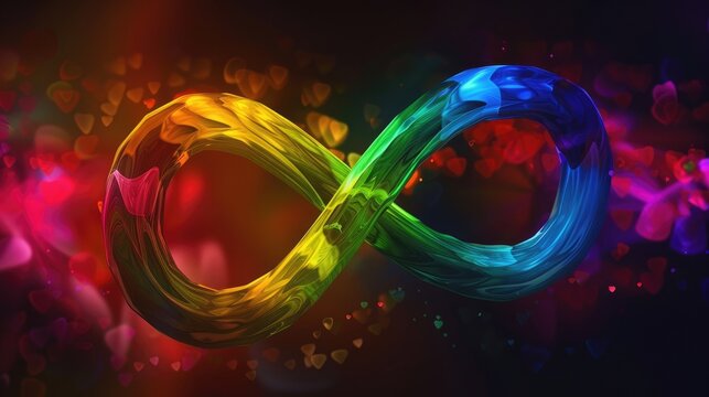Celebrate Autistic Pride Day with vibrant rainbow hues embracing the infinity and heart symbols representing autism awareness through a colorful spectrum Let the rainbow gradient within the