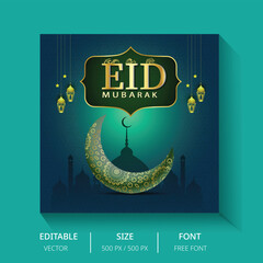Eid Mubarak Islamic festival social media post template