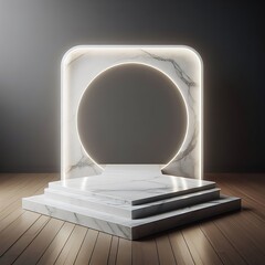 3D stage of display product podium on white or light theme. Product display for banner mockup, showroom, showcase, and presentation AI Generative