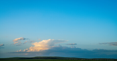 Blue sky and white clouds prairie